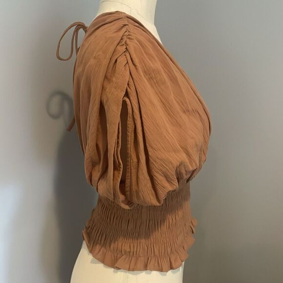 NWOT Lush Twany Peasant Short Sleeve Shirt Blouse Bohemian Size S - Picture 4 of 9